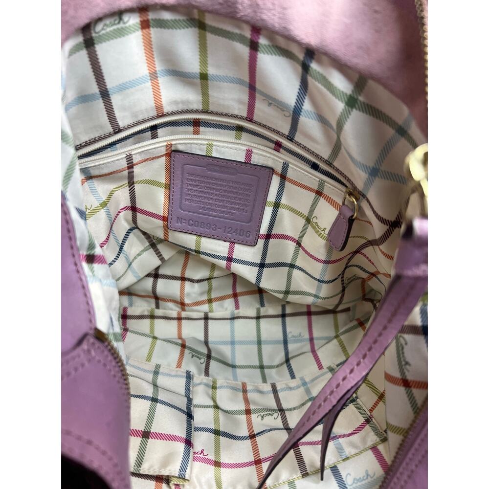 RARE Vintage Coach Bleecker Sophie Lavender Leather Hobo Bag Tattersall 12406 - Picture 13 of 16